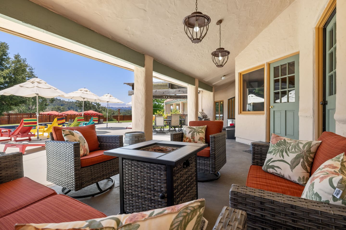 Fire pit seating area made for making memories together.  Big enough for the whole crew.  The kind of place you’ll want to come back to.