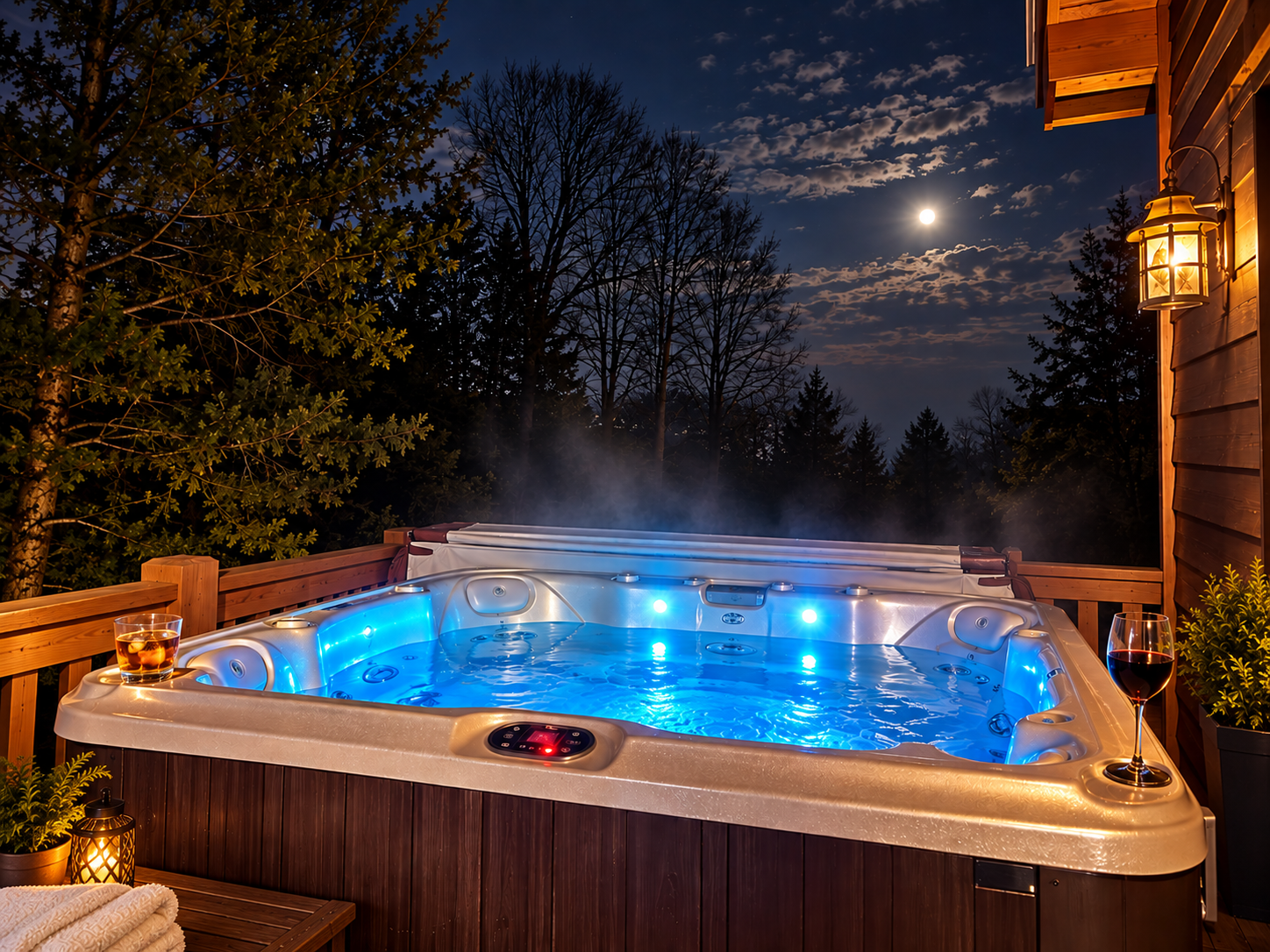 Moonlit Woodland Hot Tub Retreat