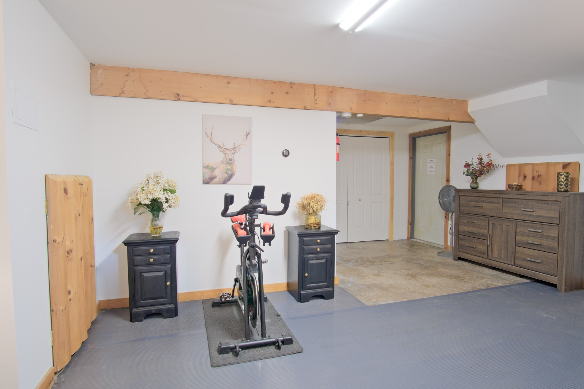 Want to catch up with your cardio? Our spin bike is available (biking shoes optional, non-provided)