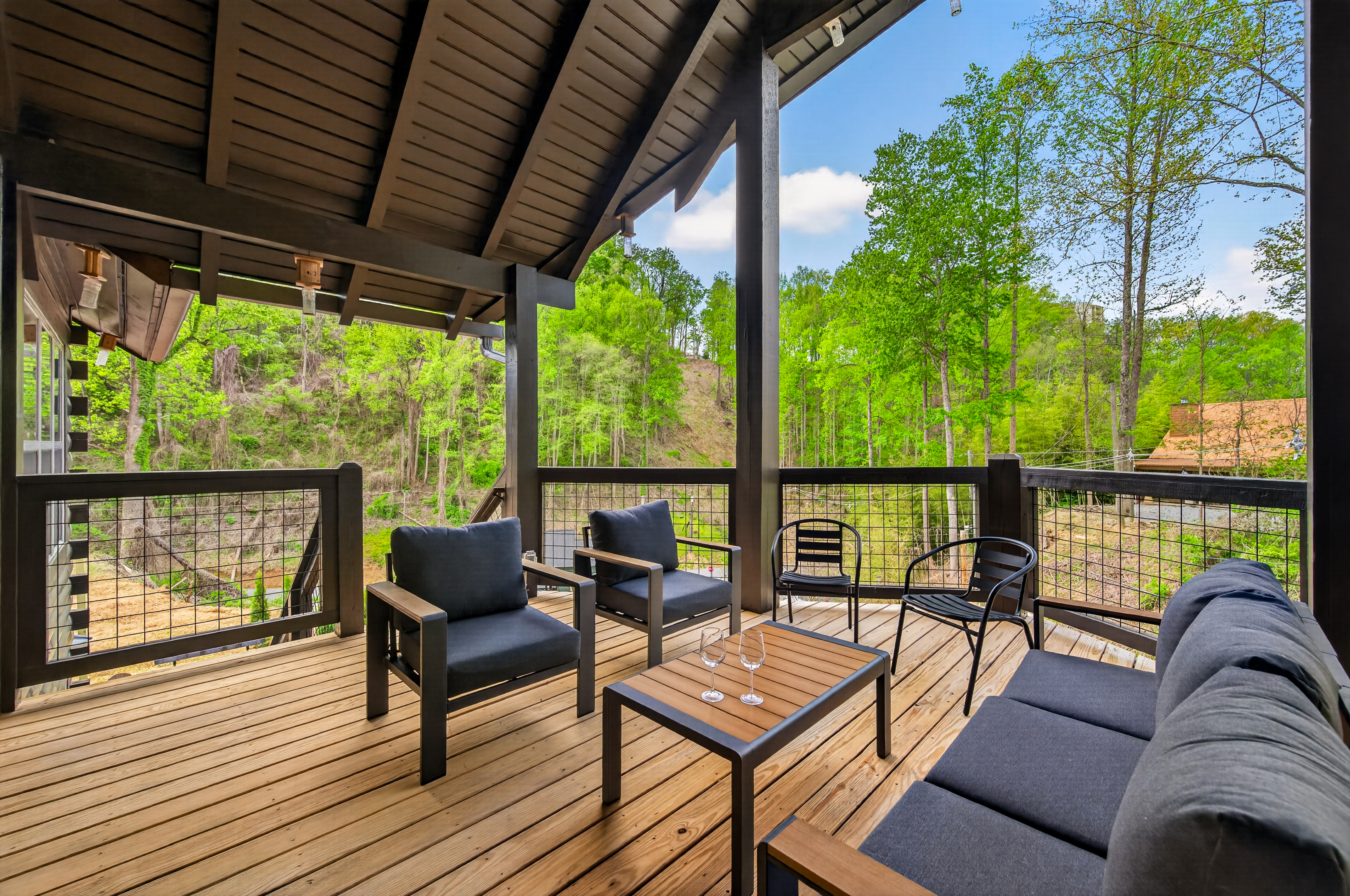 Upstairs patio off living room.