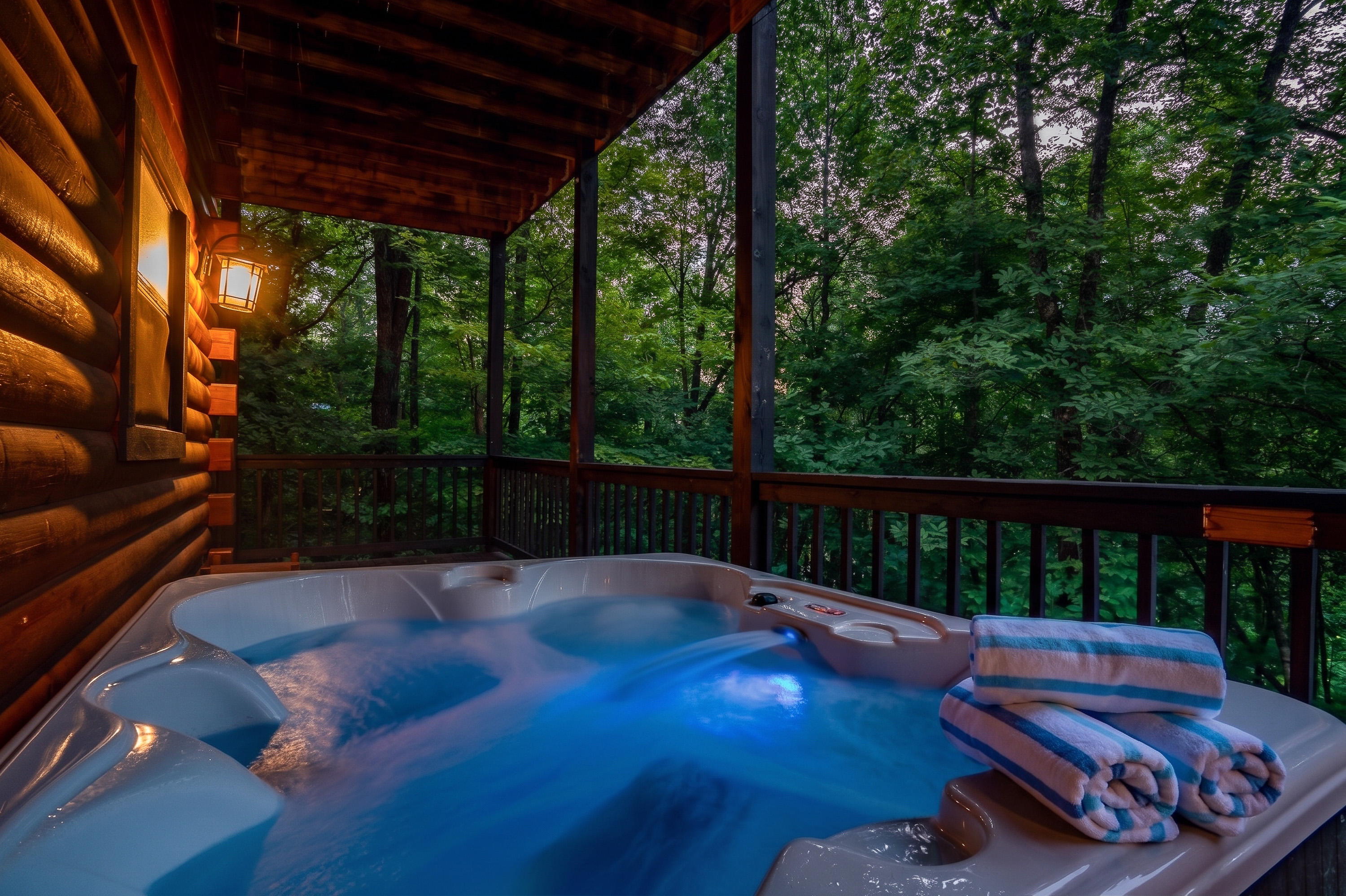 Soak away the worries and stress of the day in the lower deck hot tub, surrounded by the peaceful sights and sounds of the Smoky Mountain woods.