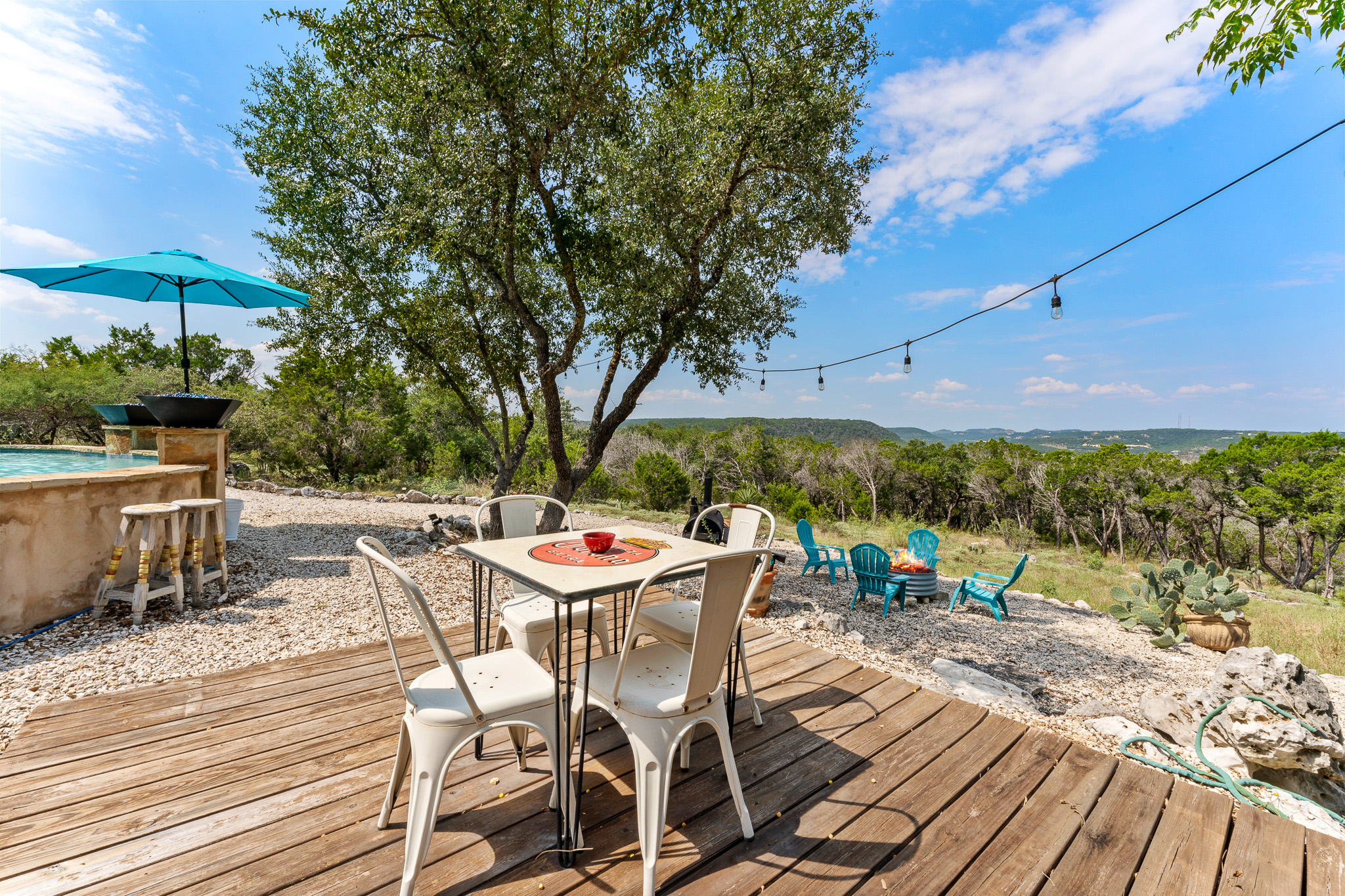 Deck dining with breathtaking valley views
