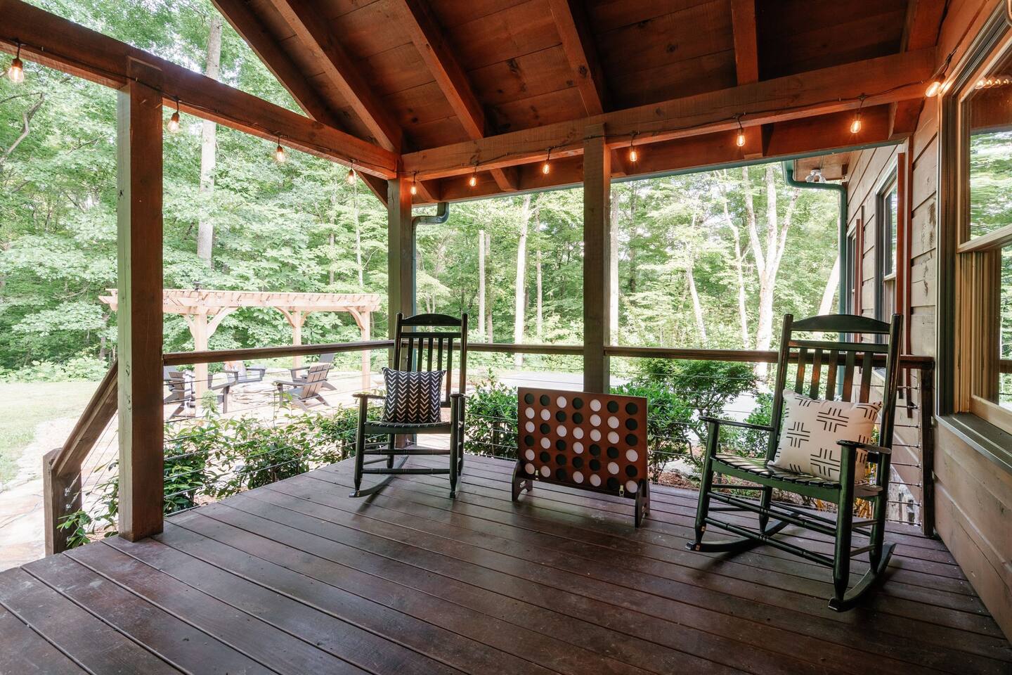 Relax on the porch and play a game of giant connect 4!