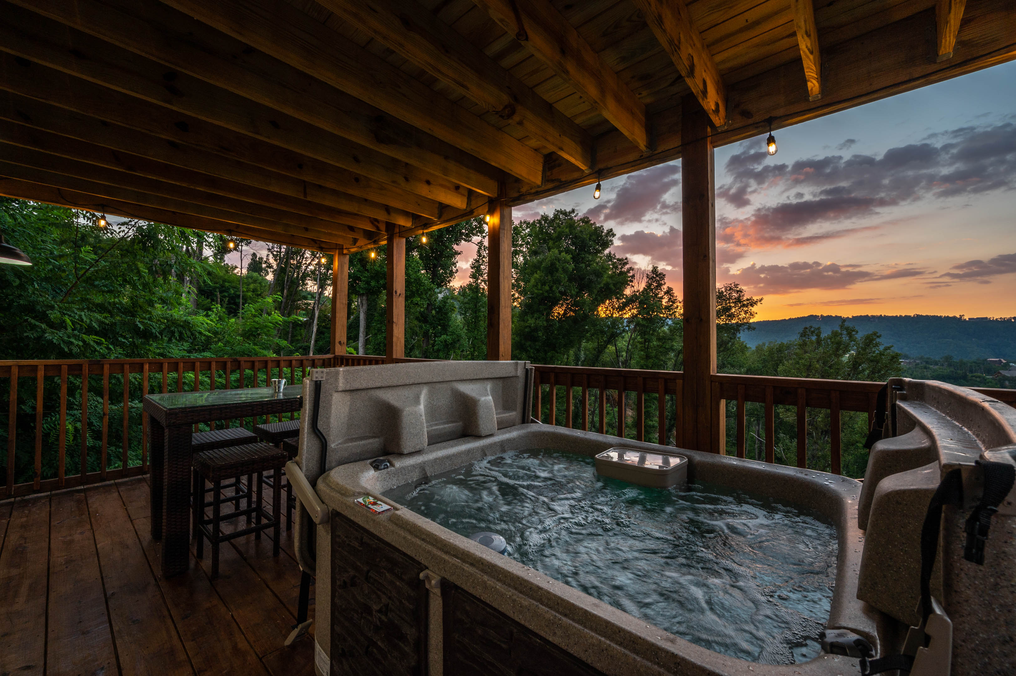 Hot tub at sunset