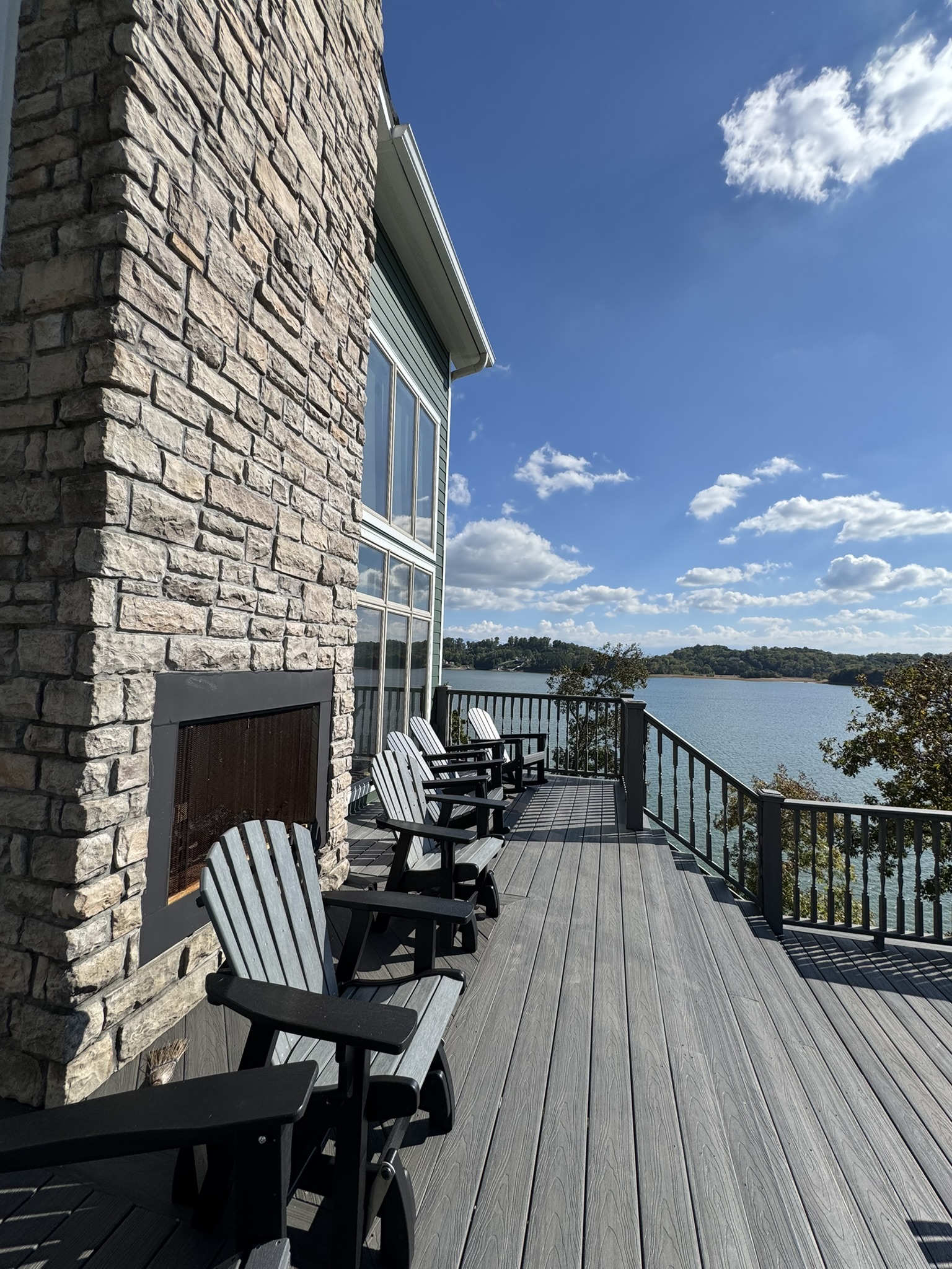 Upper back deck seating area overlooking Douglas Lake