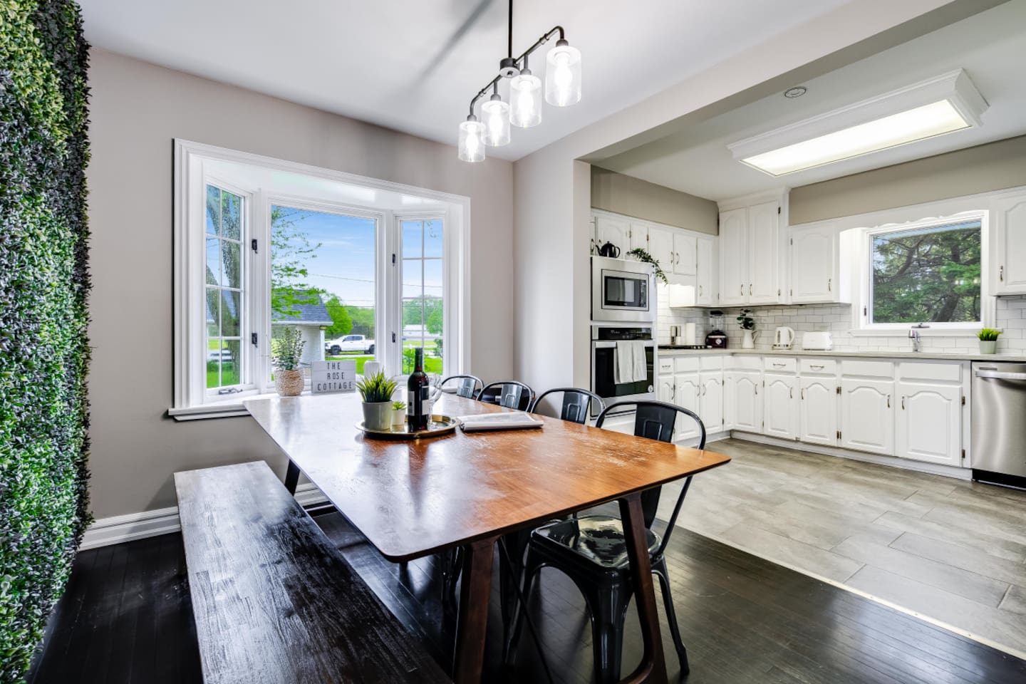 Dining room with open concept kitchen