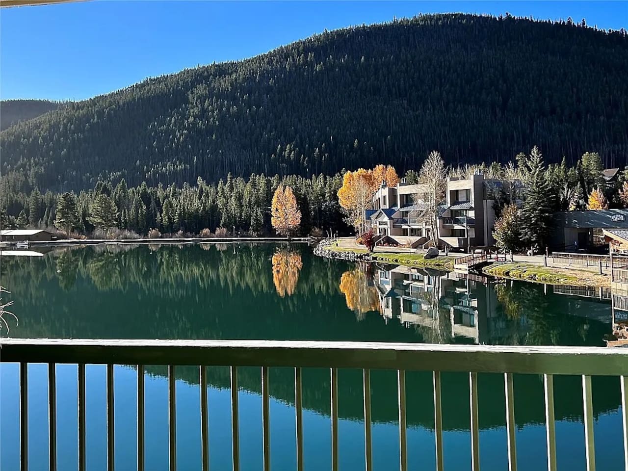 Beautiful autumn view outside on the large deck
