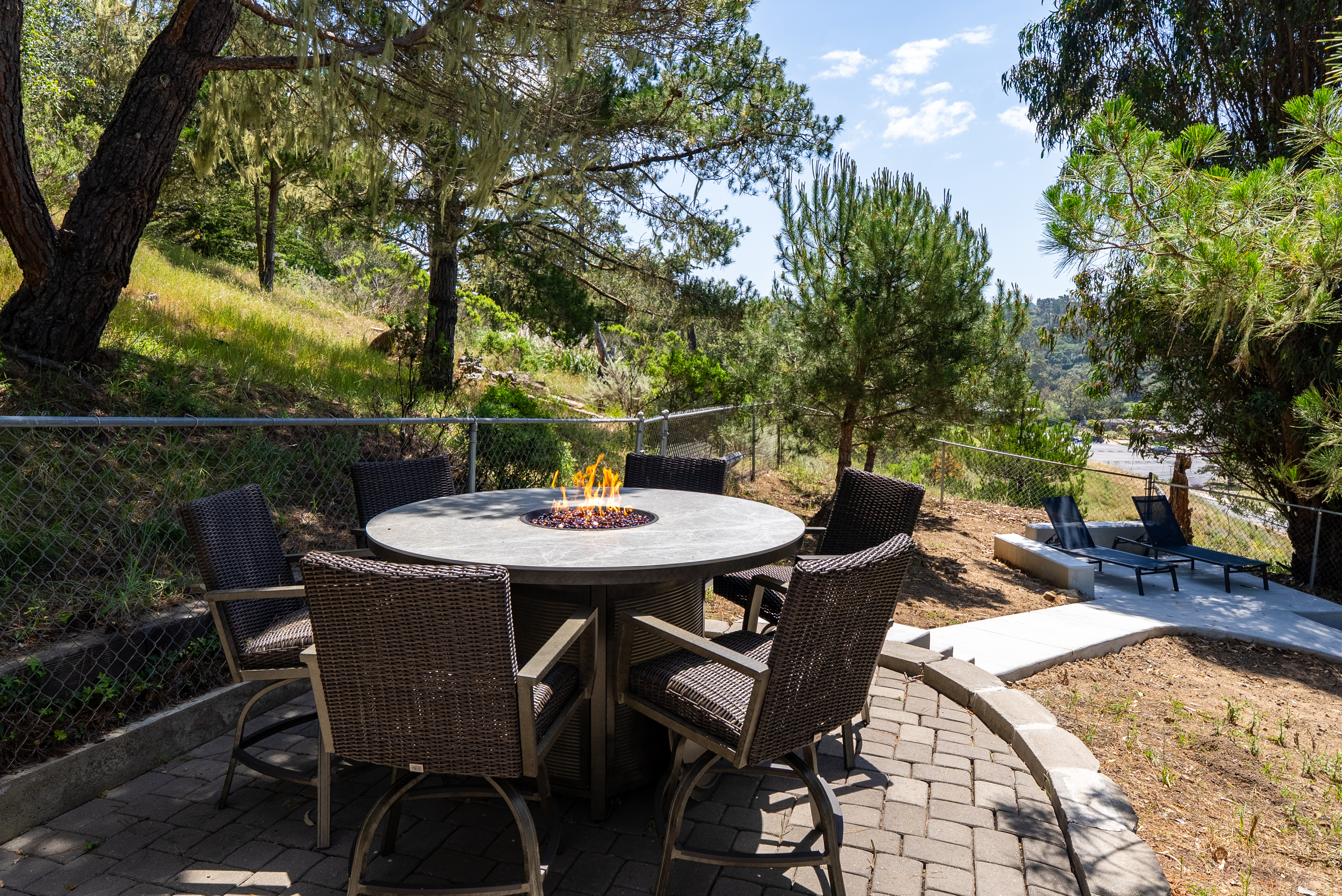 Gather by the fire for warm, easy conversations.