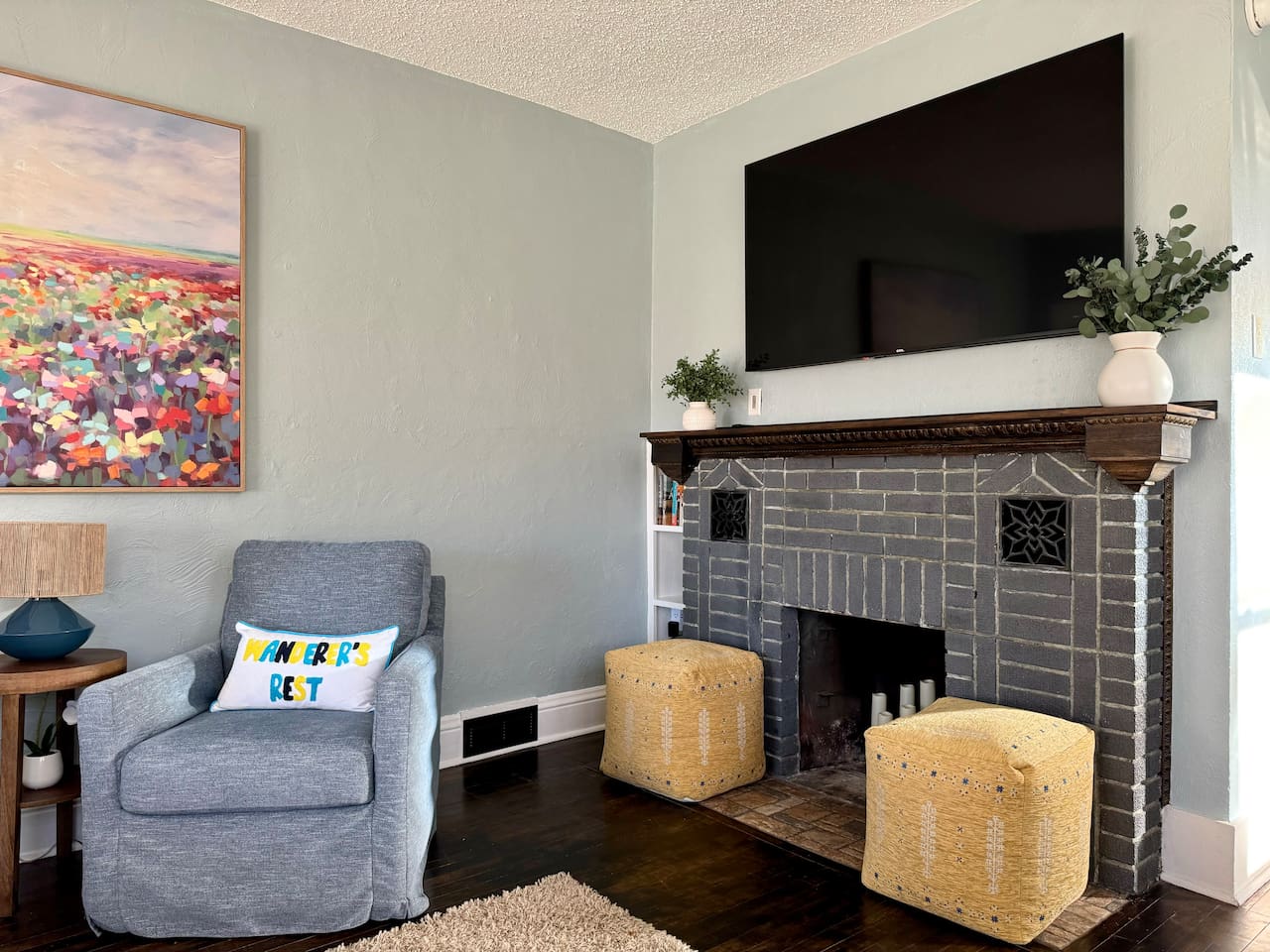 Large, 65" Roku Smart TV for movie nights.