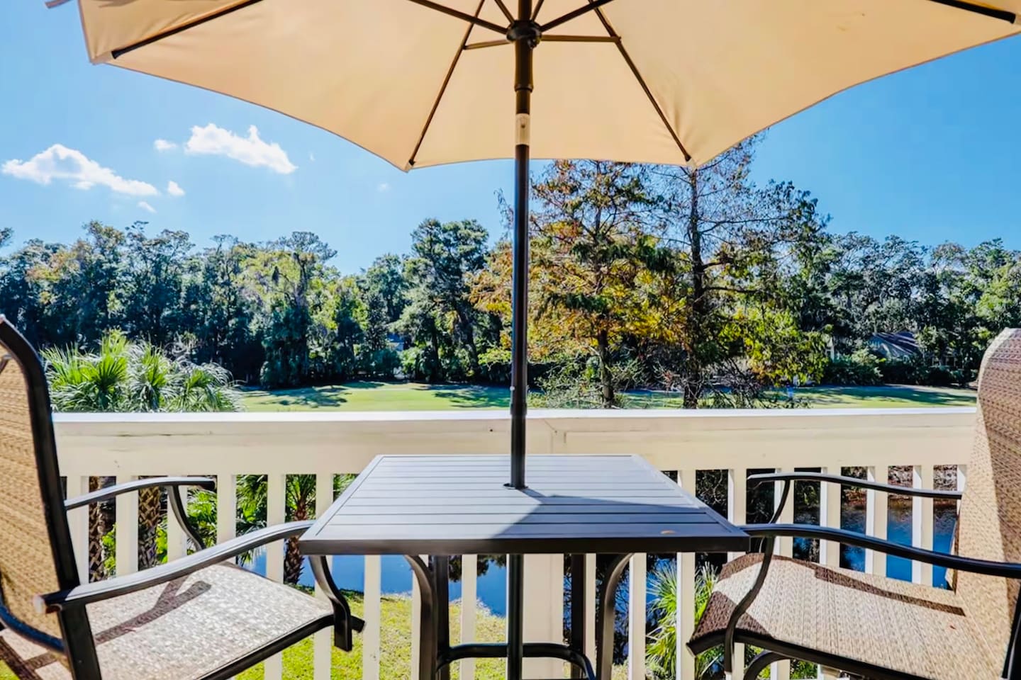 Deck dining with lagoon views