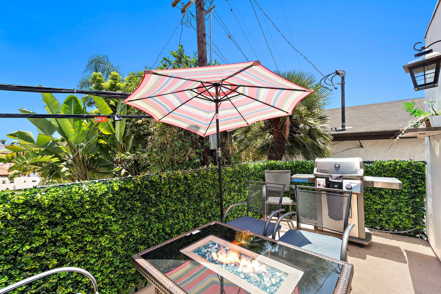 Your own private balcony with a grill, fire pit and outdoor seating.
