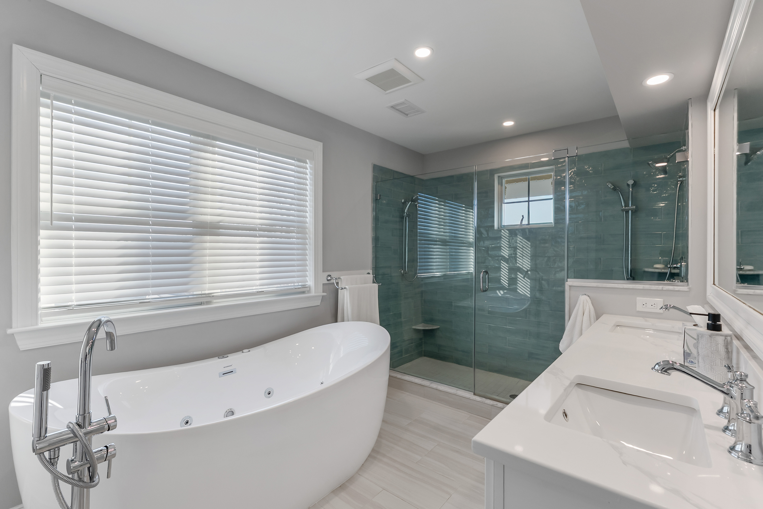 Large Bathroom With Tub and Separate Shower