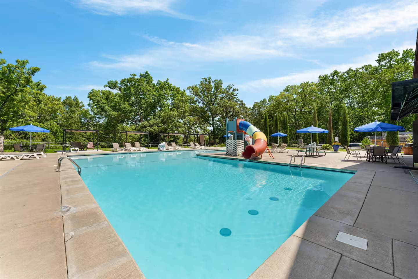 Seasonal outdoor resort pool located within the Crowne View community