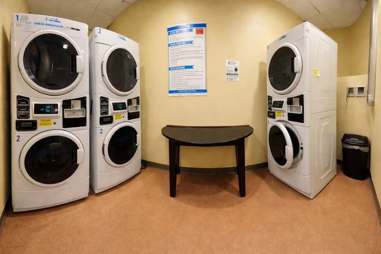 Convenient common area laundry is available for guests. 