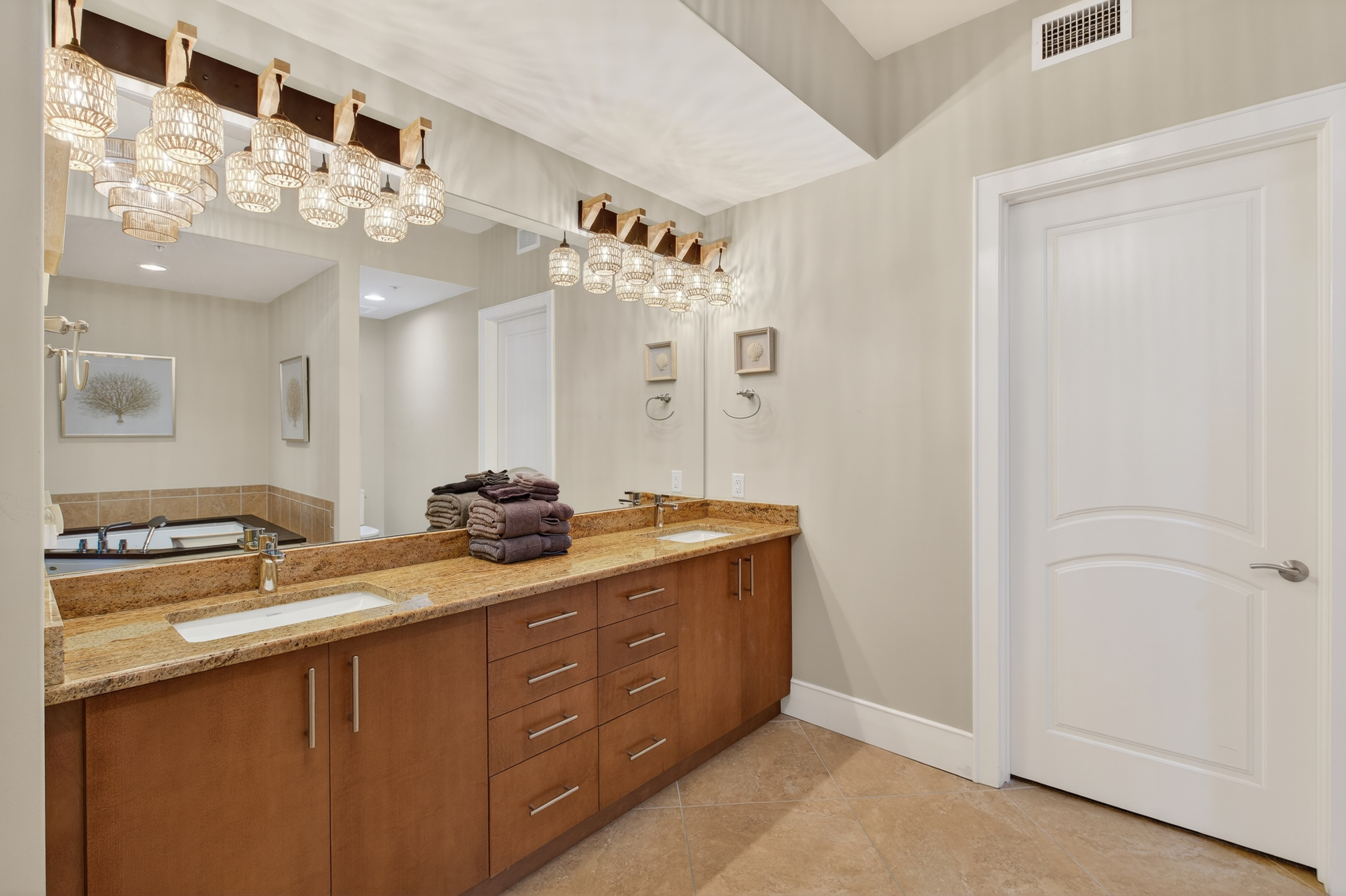 Master bathroom, shower, jetted jacuzzi tub