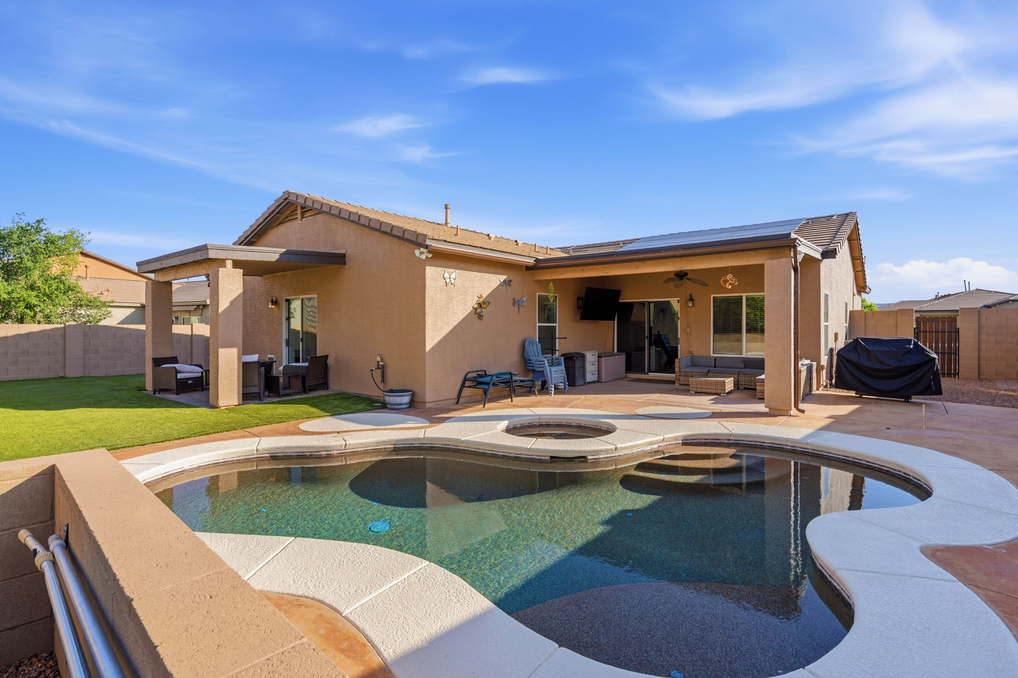Pool and Spa with Artificial Turf