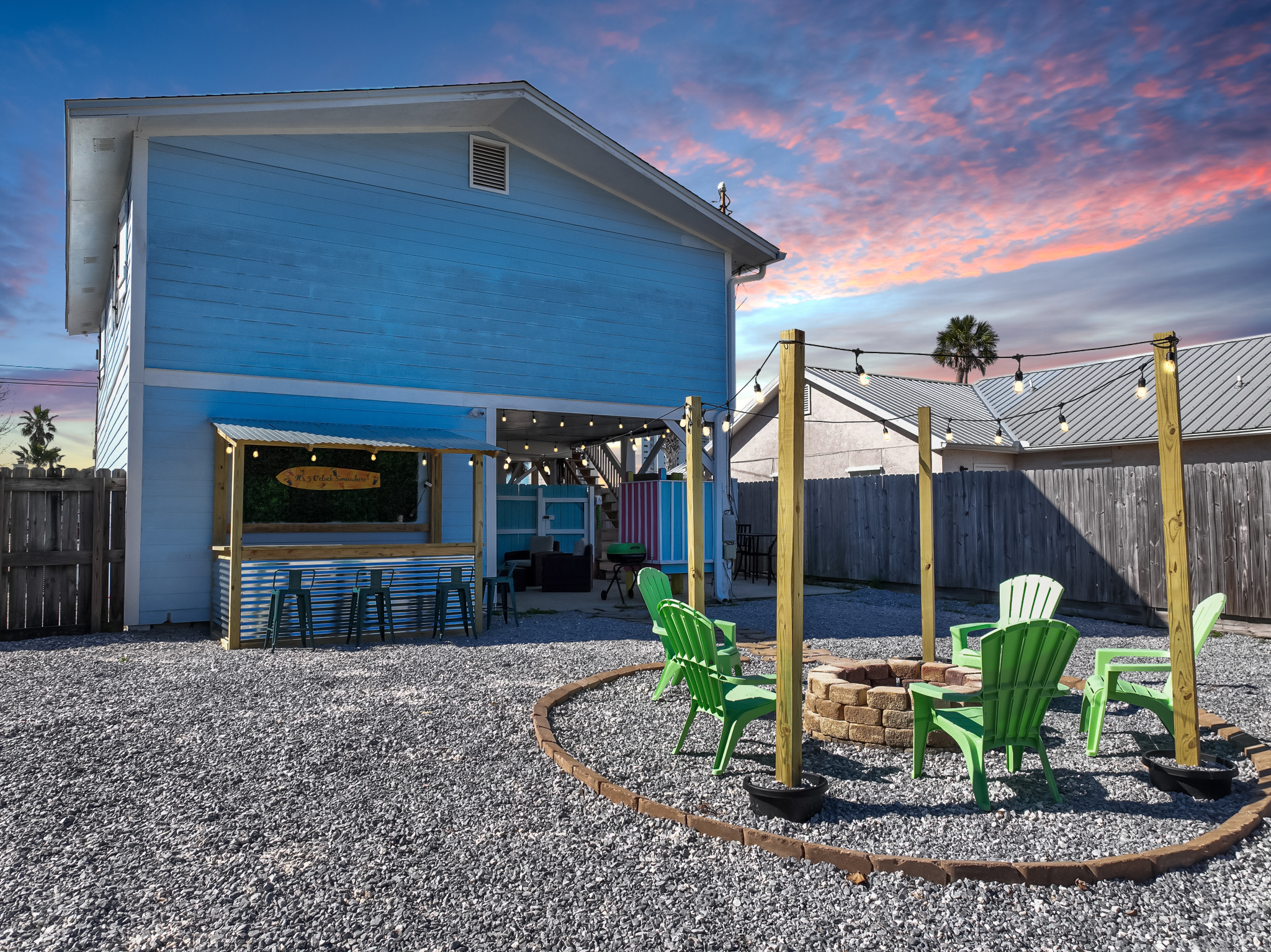 Gather around the firepit and talk about the stories from the days before