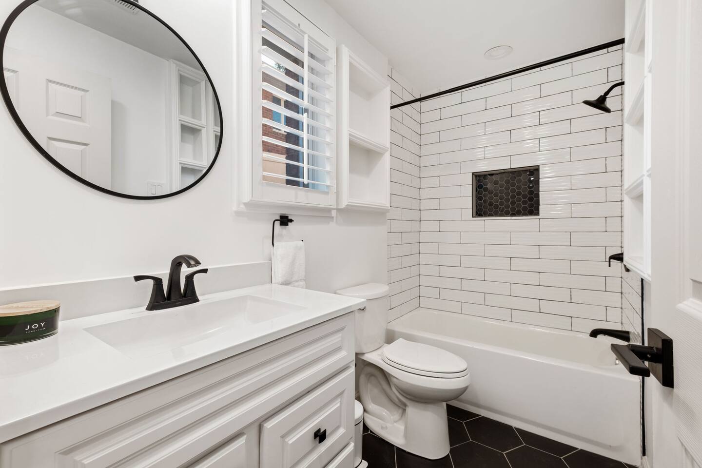 Renovated, modern bathroom. 