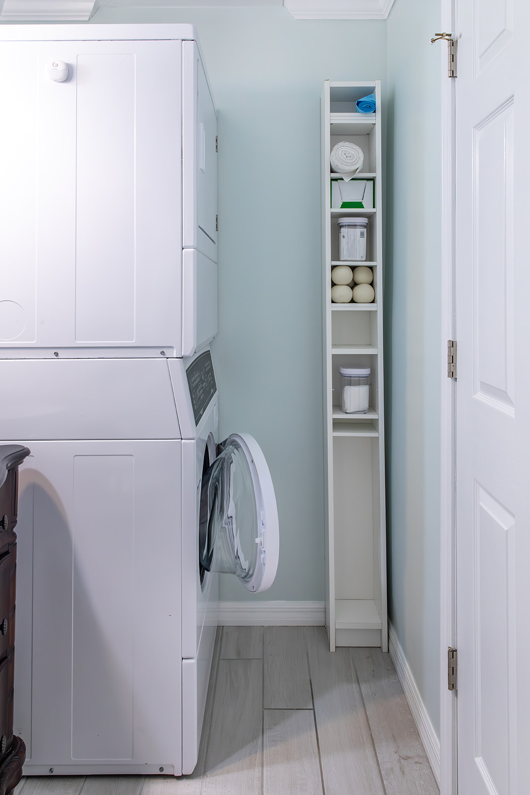 The stacked Speed Queen washer and dryer make it easy to keep up with laundry during your stay. Detergent, dryer sheets, and wool dryer balls are provided, so you can pack light and stay comfortable.