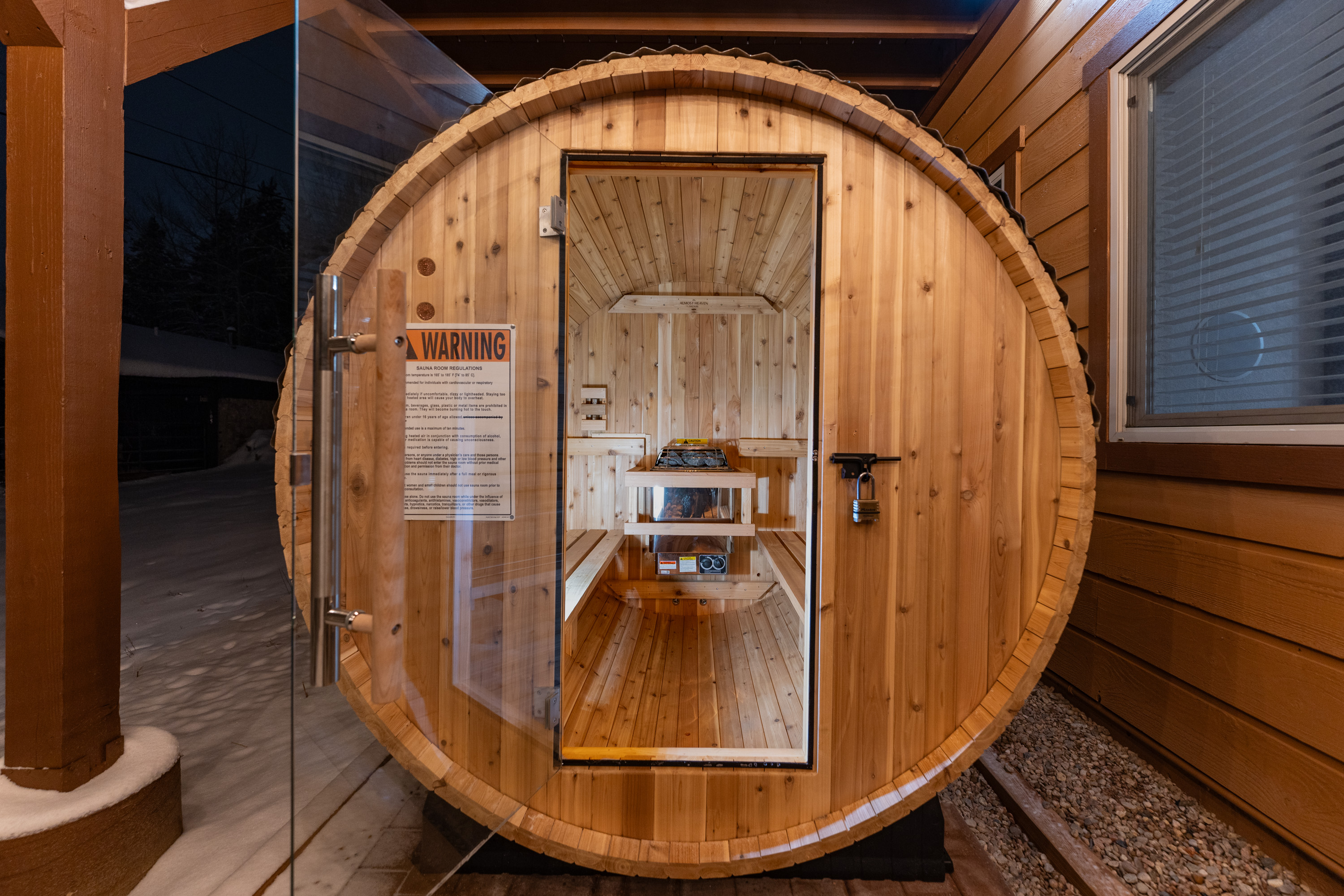 Enjoy the sauna after a spending time in Rocky Mountain National Park! Message for Sauna Temps and Info