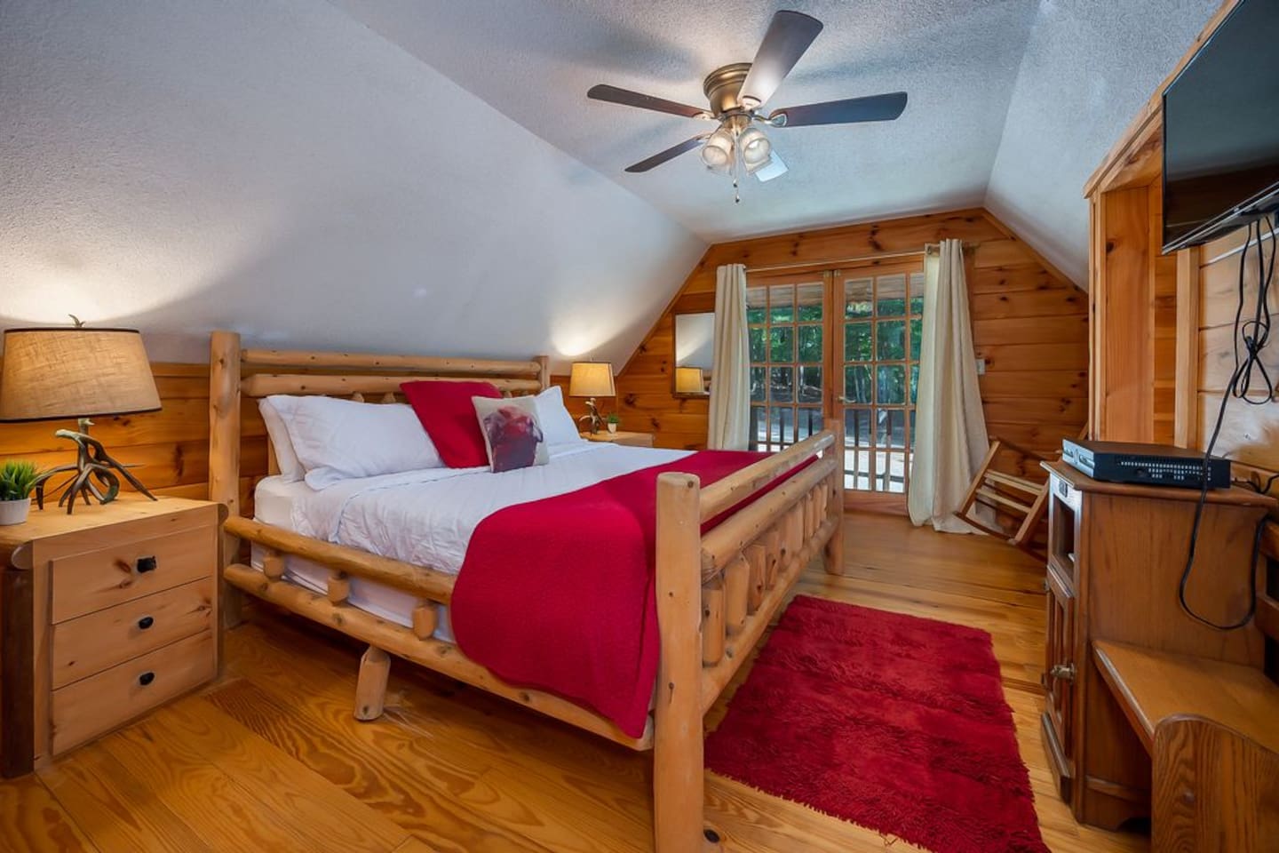 Upstairs King Master bedroom with French Doors to small deck