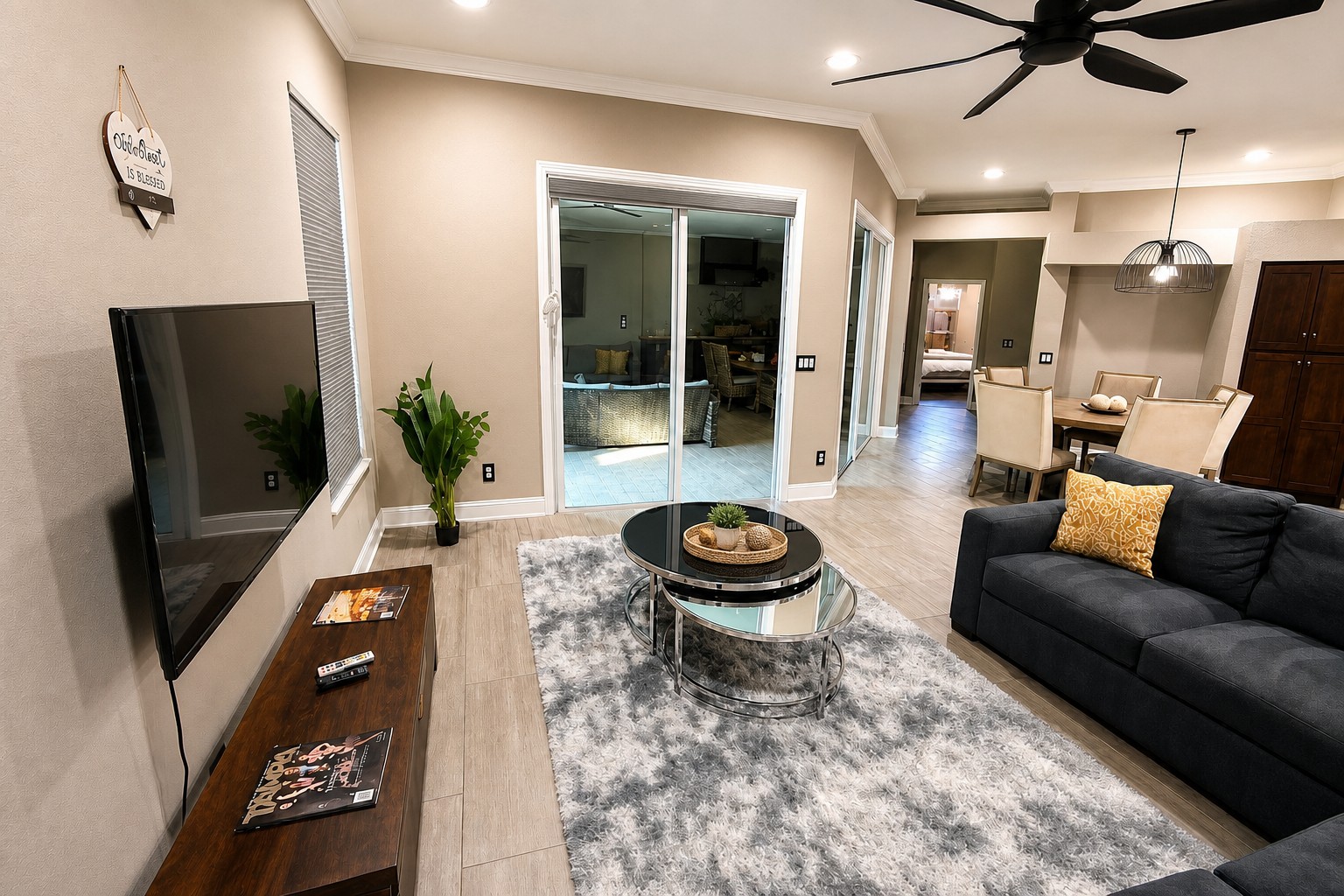 Bright living area set for easy lounging & downtime.