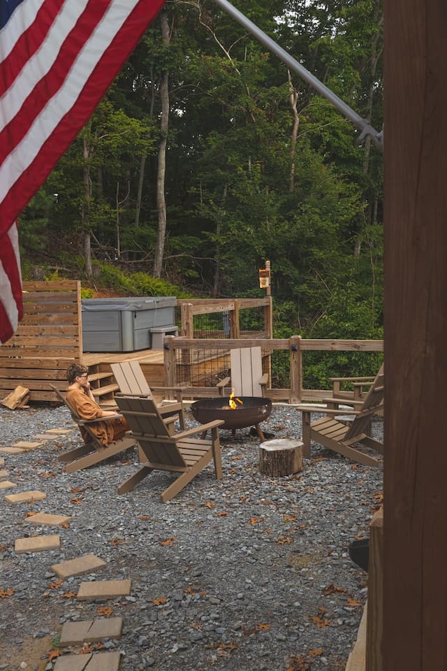 Firepit with convenient location