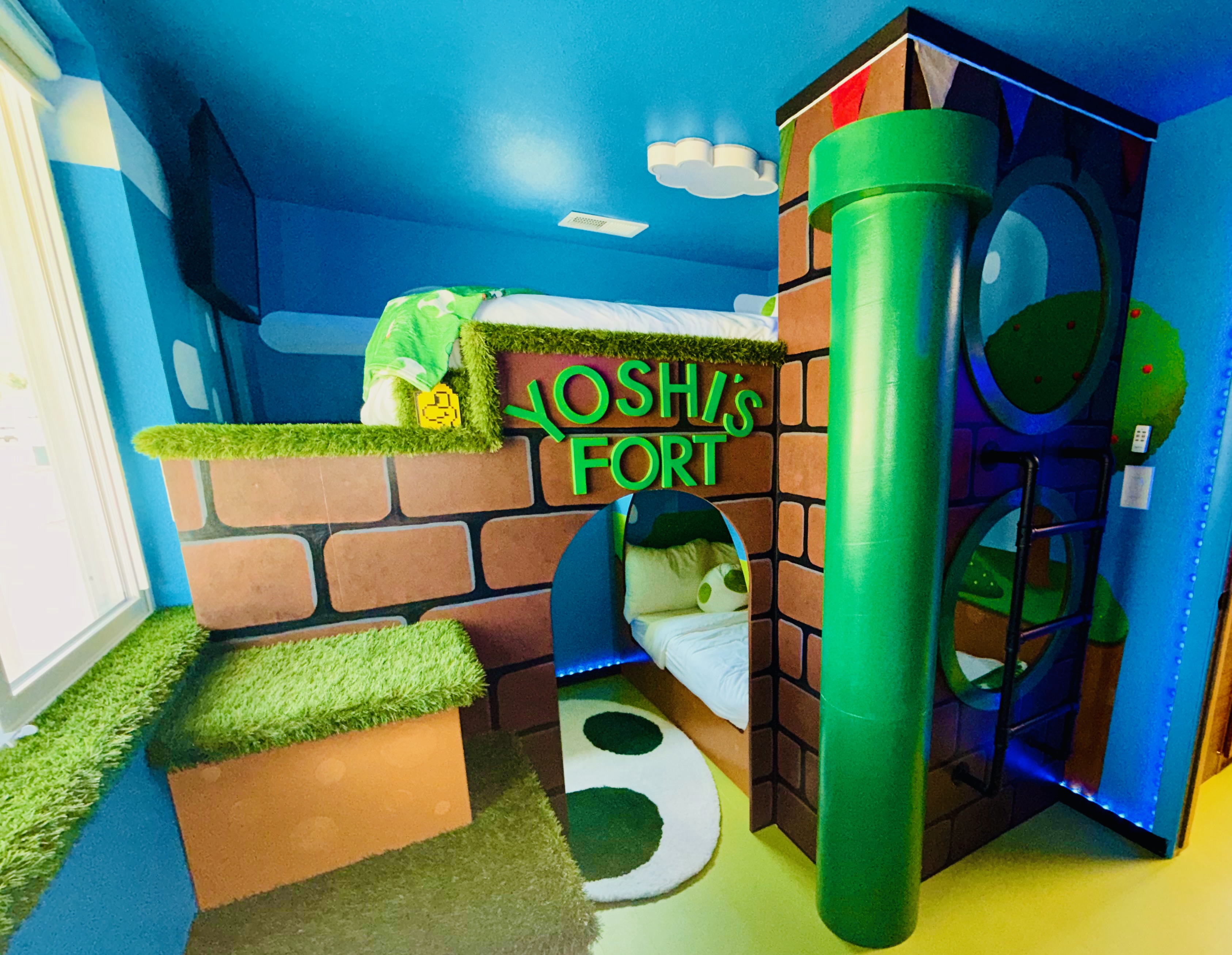 Yoshi's fort!! Kids' room and hangout spot. Adults can sleep in here too if desired :)
