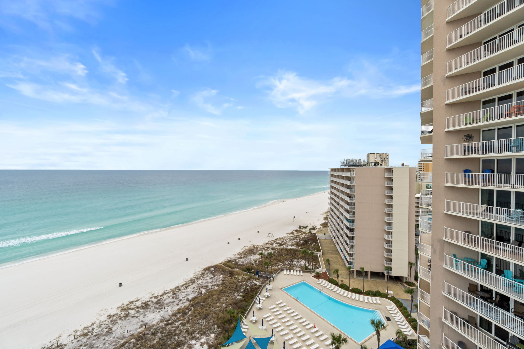 Beach View from Large Balcony with outdoor seating