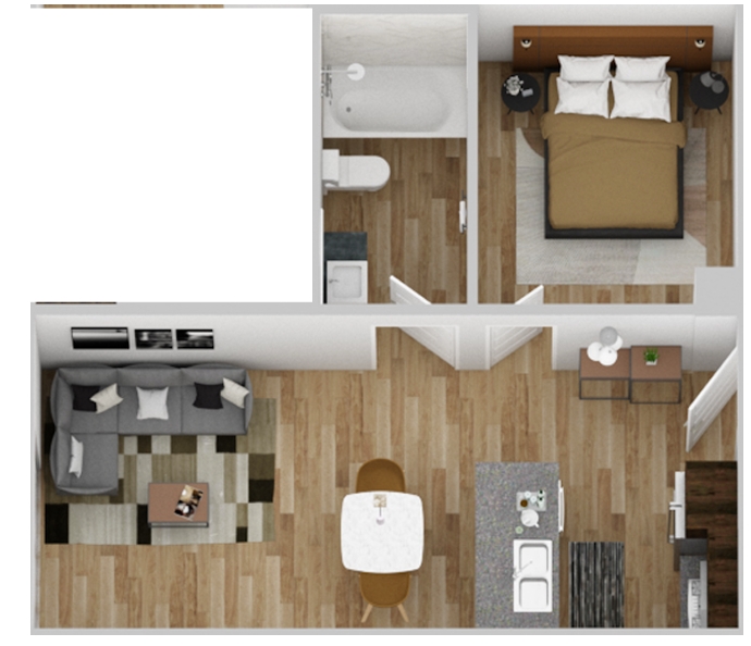 Actual image of newly remodeled floor plan.