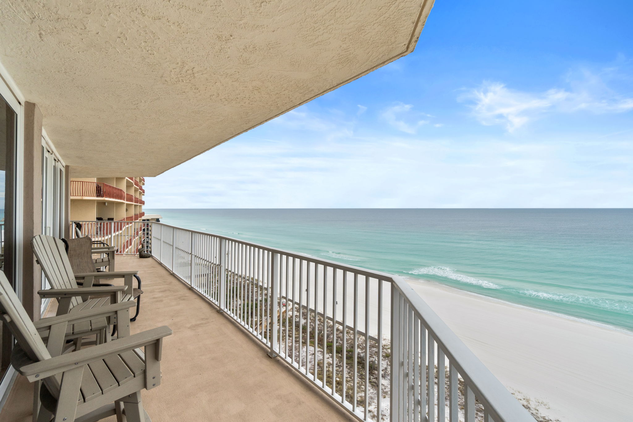 Beach View from Large Balcony with outdoor seating