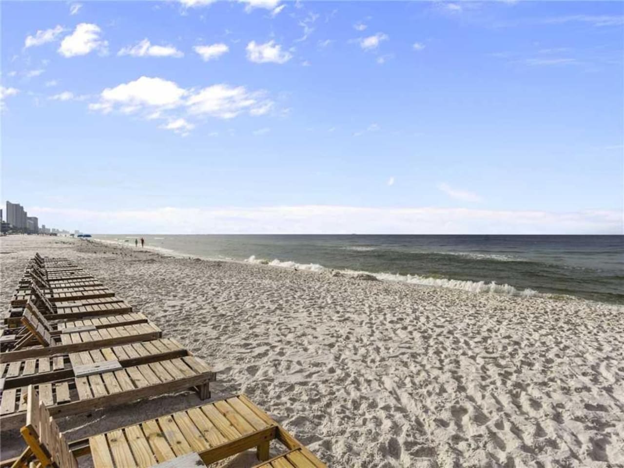 Cushions and umbrellas are available to rent for the beach lounge chairs