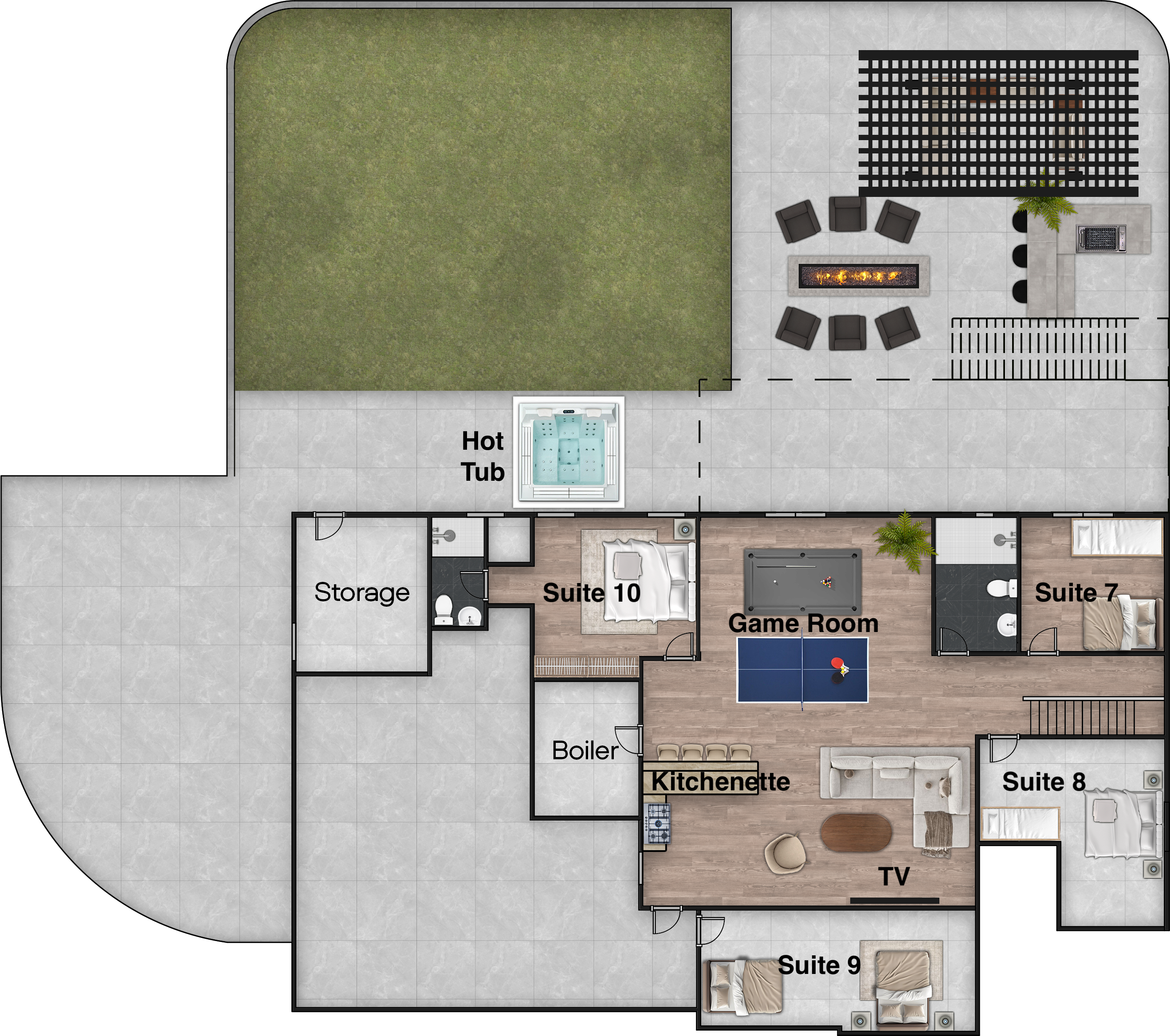 Lower level floor plan
