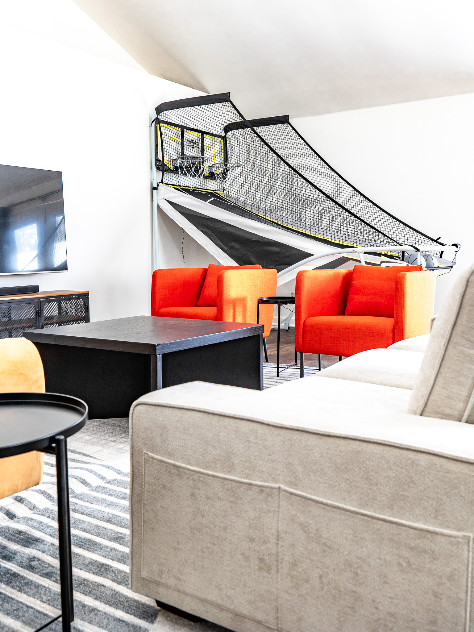 The living room is a cozy inside hang out spot