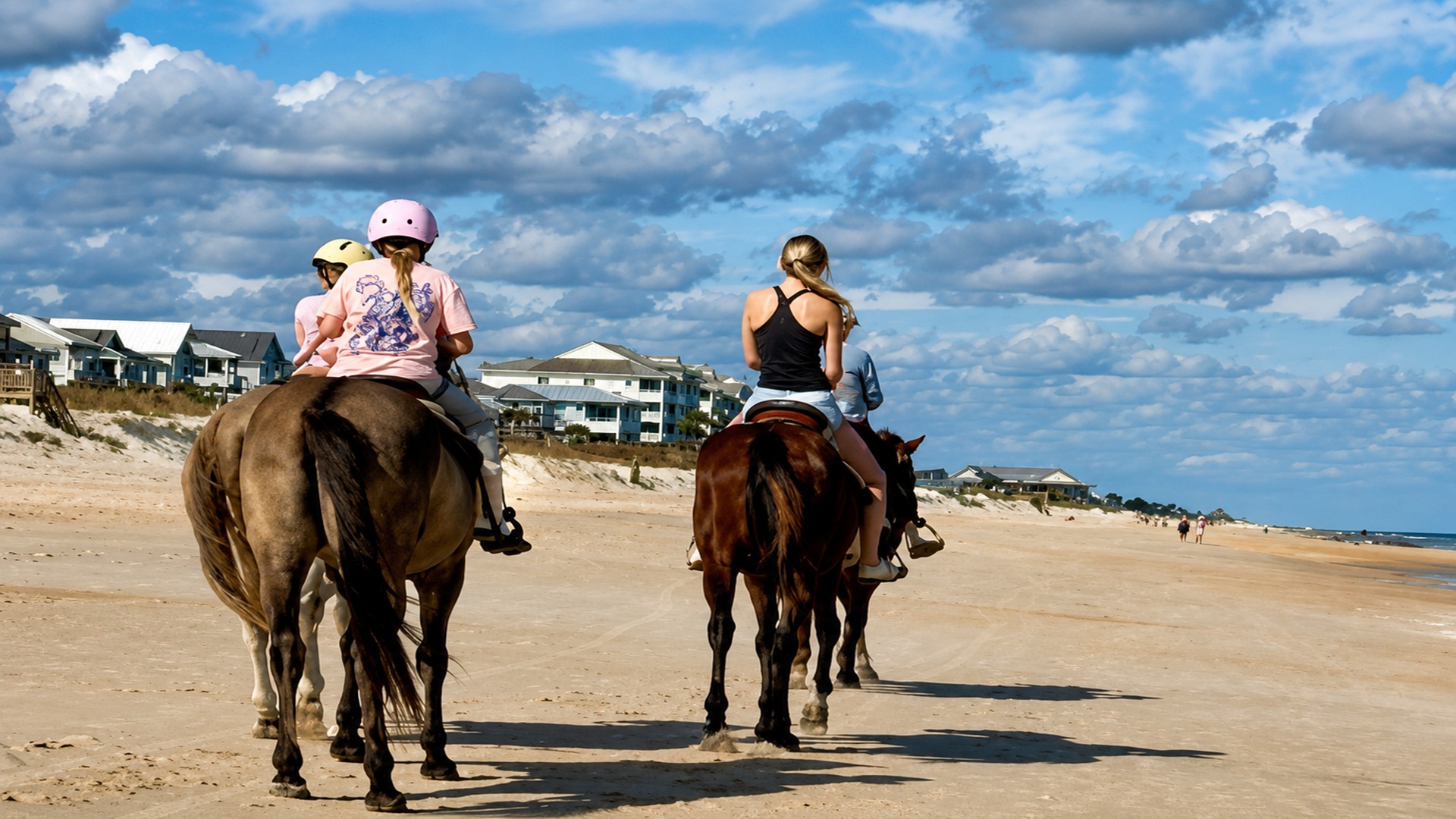 Morning light, salty air, and the steady rhythm of hoofbeats turn a simple beach ride into a family memory in motion. Along this wide, quiet shore, every step feels softer, every laugh lingers longer, and togetherness comes easy.