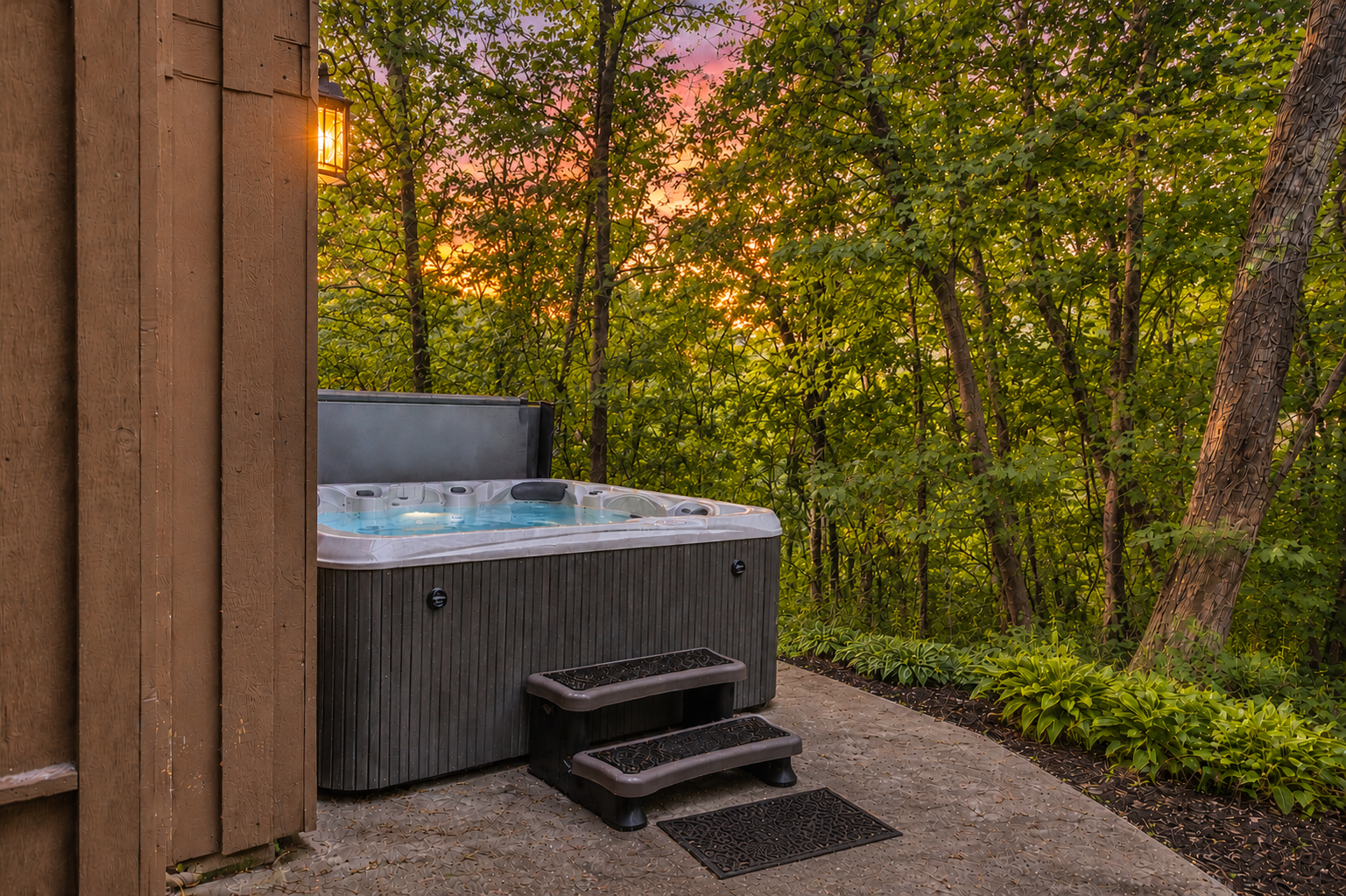 After a day of exploring Galena, relax in the hot tub under the stars.