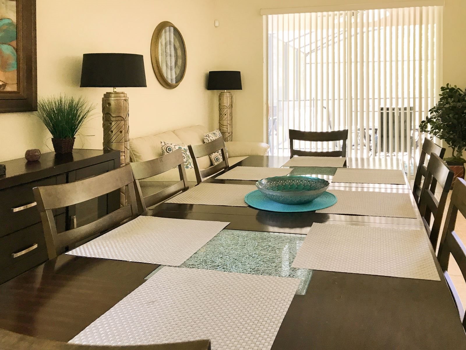Dining Room with eight chairs.