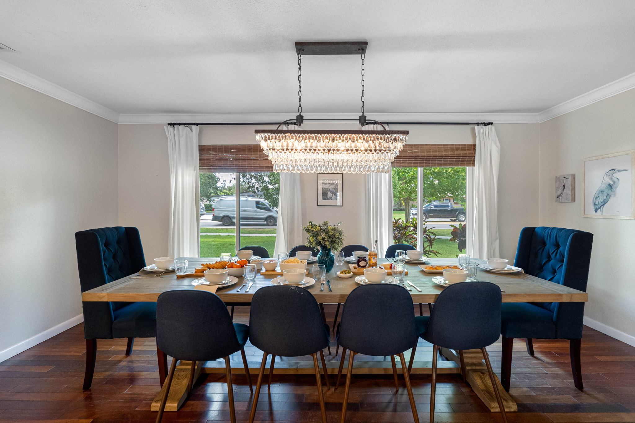 Enjoy intimate dinners or festive gatherings in this beautifully appointed dining room.