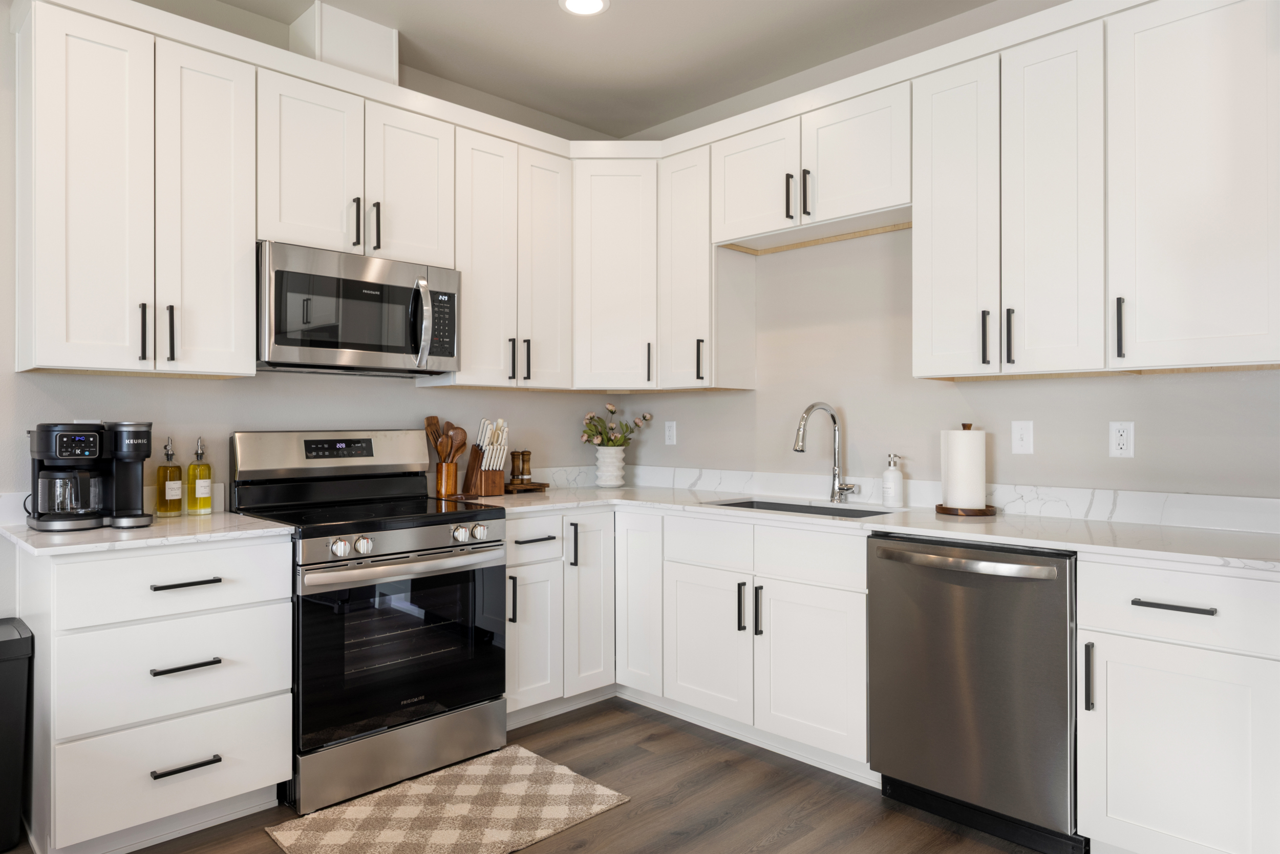 Fully stocked kitchen and coffee station