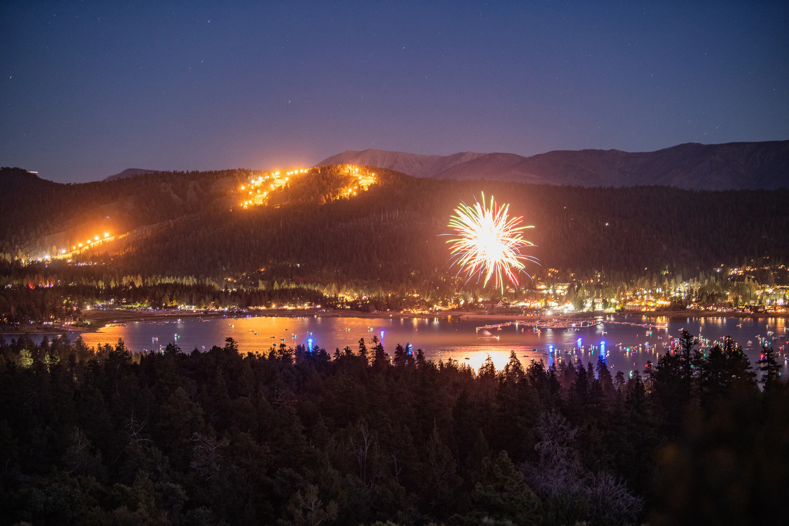 Fireworks over Big Bear Lake