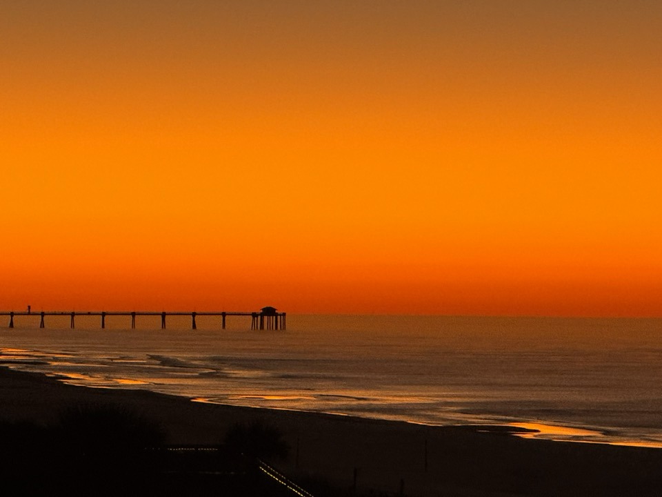 Beautiful sunrise over the pier on Okaloosa Island