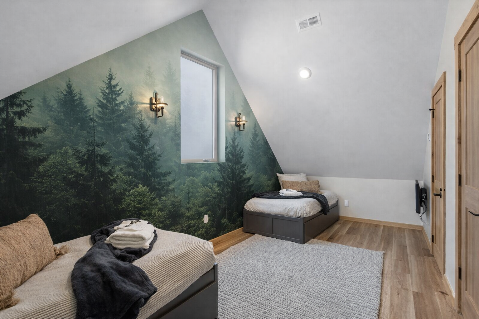 You’ll feel like you’re in the Smoky Mountain forest, both twins have their own Smart TV