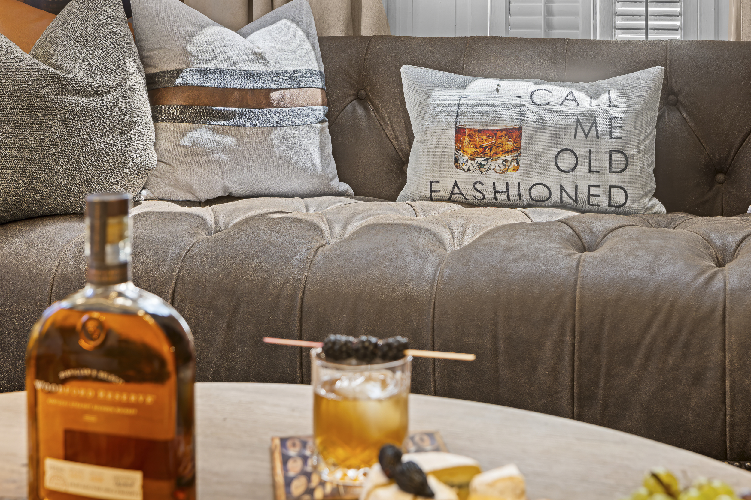 A 'Call Me Old Fashioned' pillow, a Woodford Reserve pour, and not a thing on the schedule.