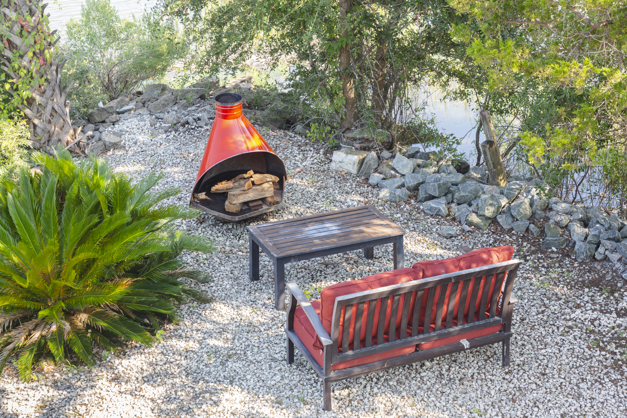 Gather around the firepit for cozy evenings under the stars.