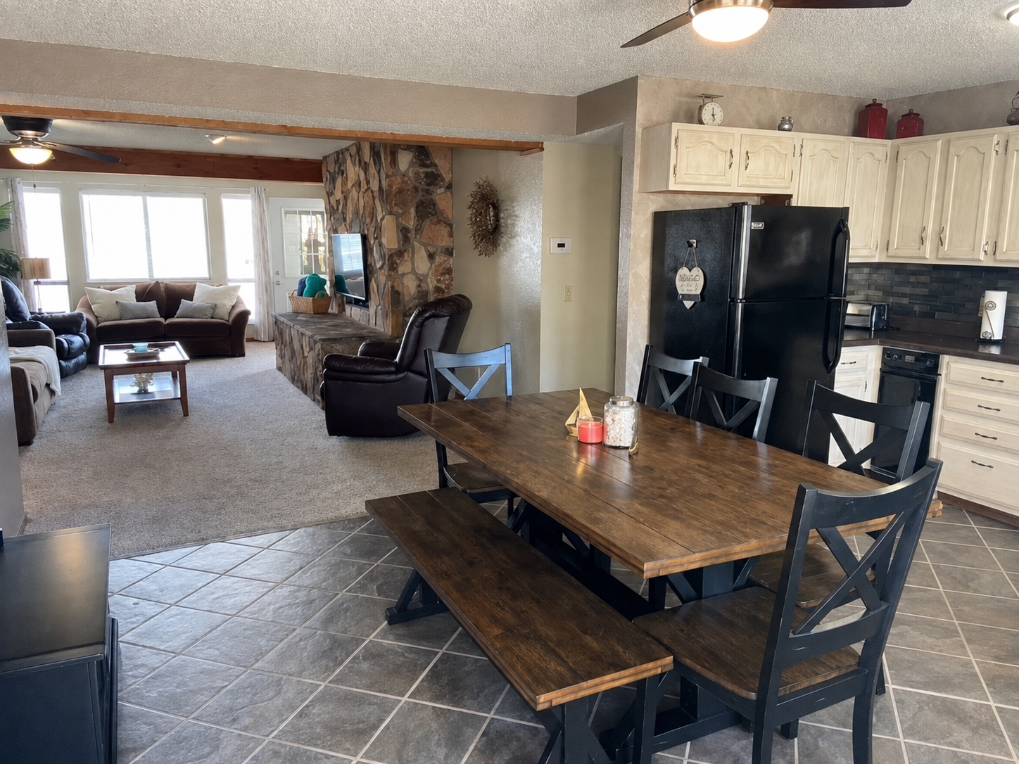 Open-plan living and dining space