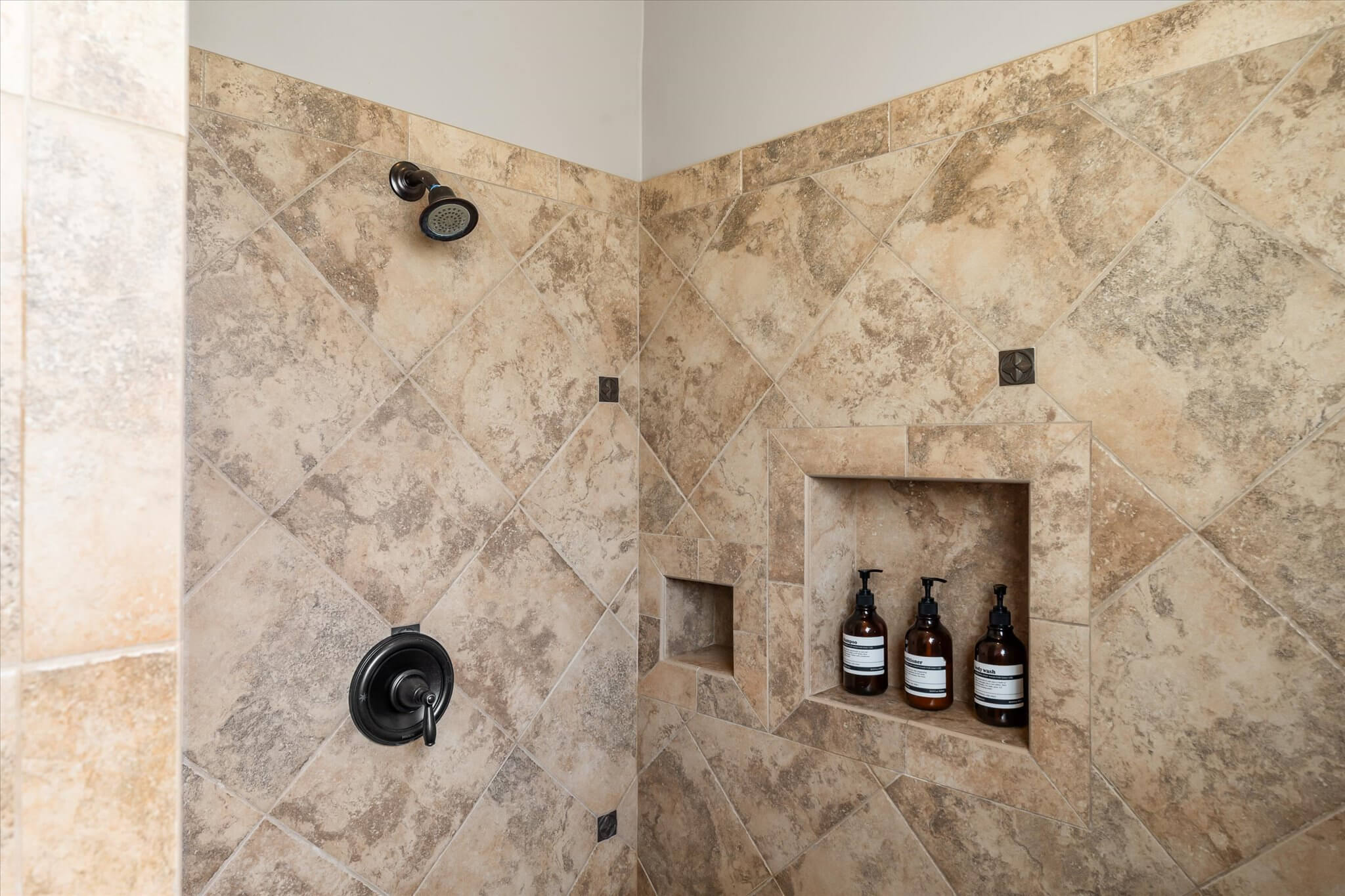 Spa-Inspired Walk in Stone Shower