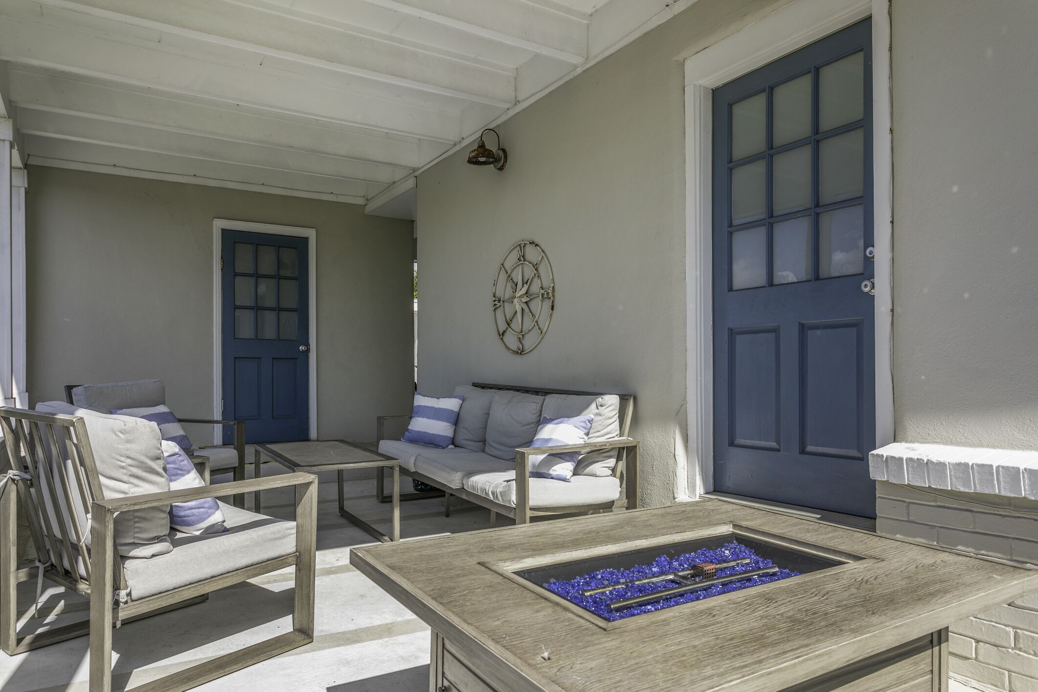 Patio with gas fireplace