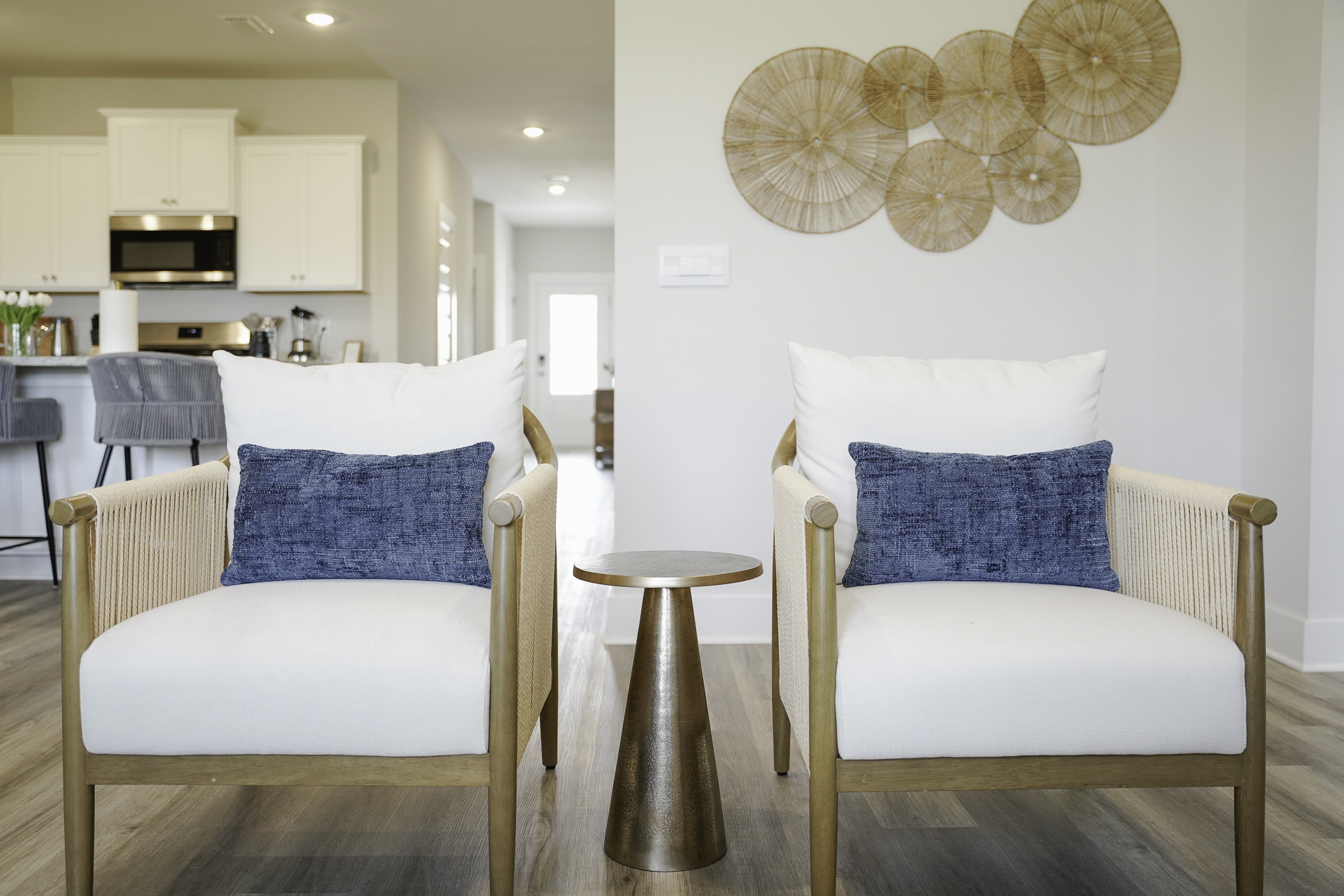 Relax in a sun-filled living room with cozy seating