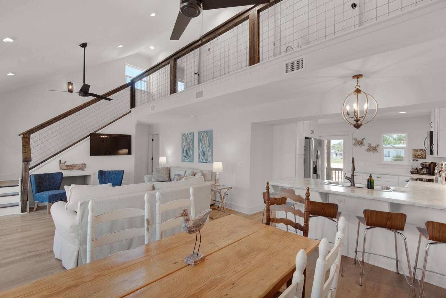 Living room with access to dining area and kitchen