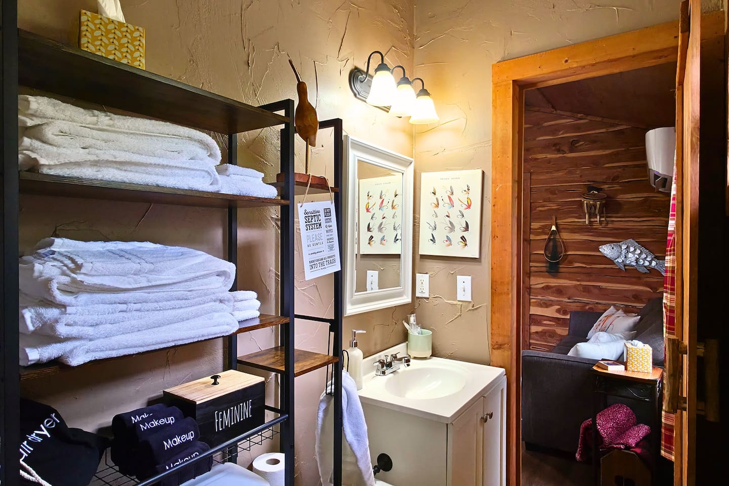 Fully stocked with fluffy towels, makeup cloths, and thoughtful touches to make your stay extra comfortable. 